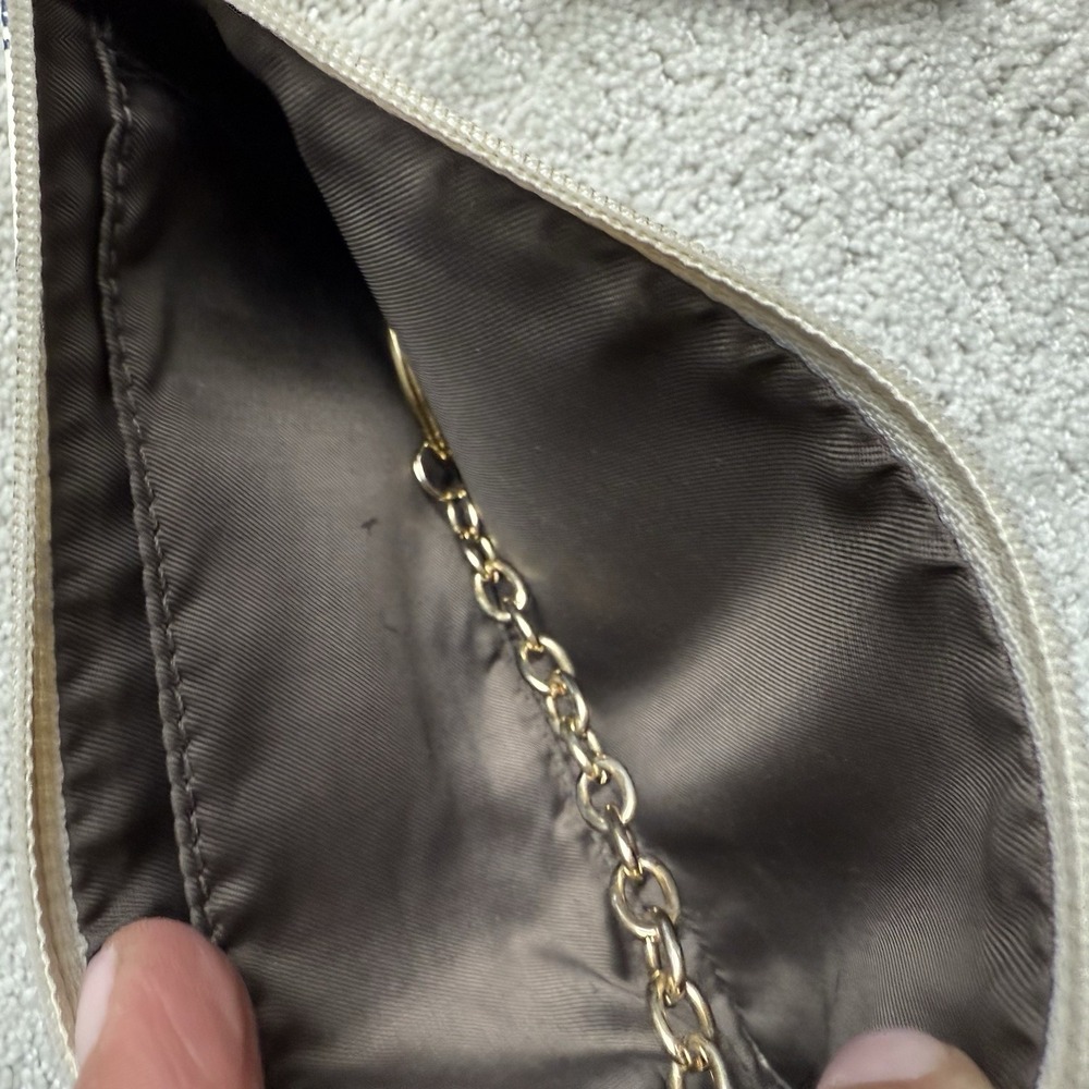 Dooney & Bourke Monogram Coated Canvas Wristlet White Blue Tan Leather Strap $98 - Picture 4 of 8